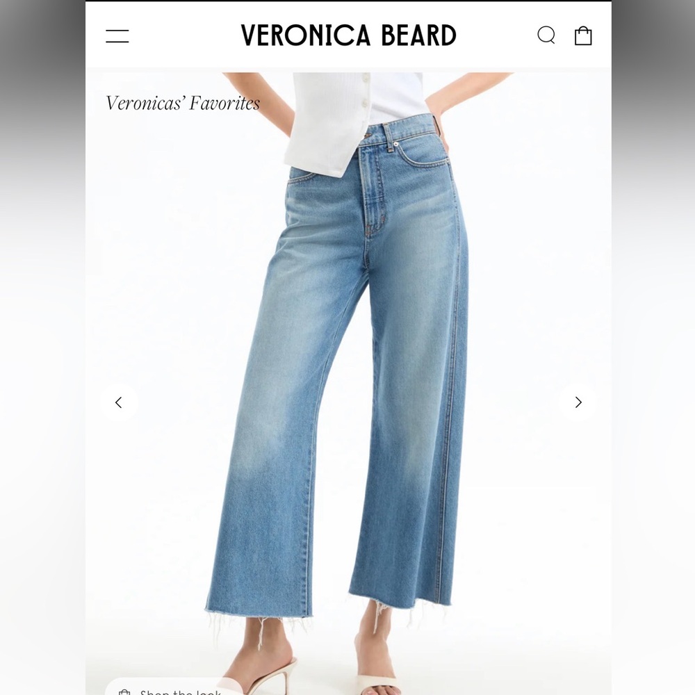 NWT Veronica Beard Taylor cropped wide leg jeans 29